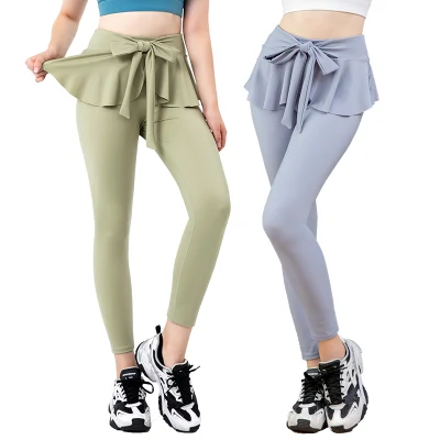 Servicio OEM Slim Fit pantalones de yoga de secado rápido de cintura alta con faldas para mujeres